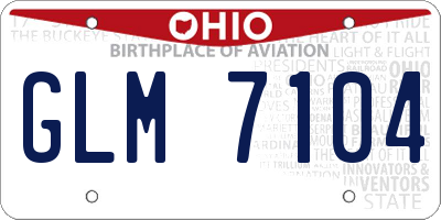 OH license plate GLM7104