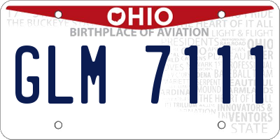 OH license plate GLM7111