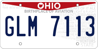 OH license plate GLM7113