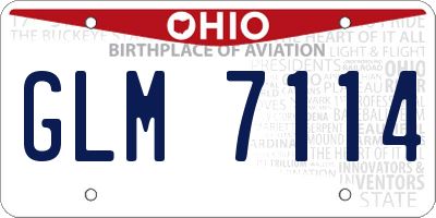 OH license plate GLM7114