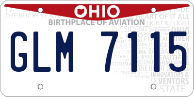 OH license plate GLM7115