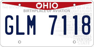 OH license plate GLM7118