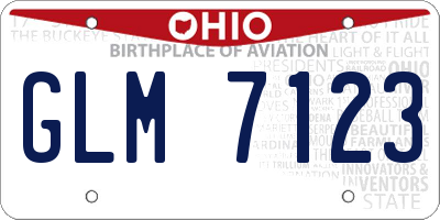 OH license plate GLM7123
