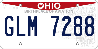 OH license plate GLM7288