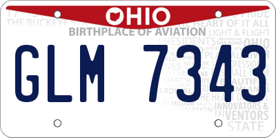 OH license plate GLM7343