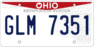OH license plate GLM7351