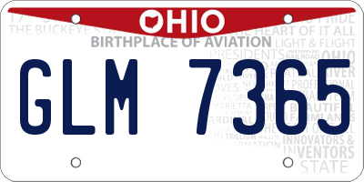 OH license plate GLM7365