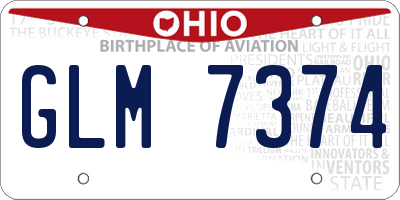 OH license plate GLM7374