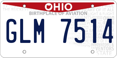 OH license plate GLM7514