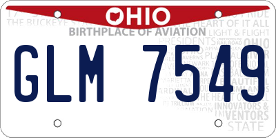 OH license plate GLM7549