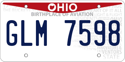 OH license plate GLM7598