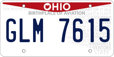 OH license plate GLM7615