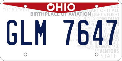 OH license plate GLM7647