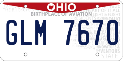 OH license plate GLM7670