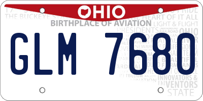 OH license plate GLM7680