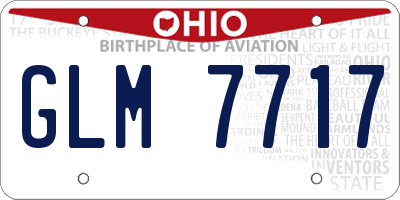 OH license plate GLM7717