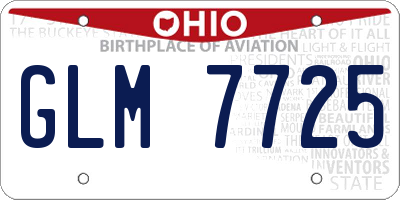 OH license plate GLM7725
