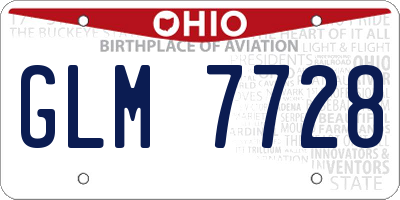 OH license plate GLM7728