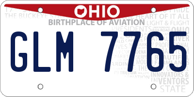OH license plate GLM7765