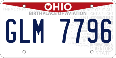 OH license plate GLM7796