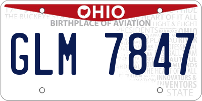 OH license plate GLM7847