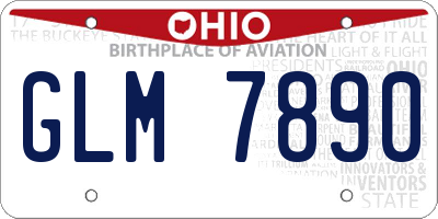 OH license plate GLM7890