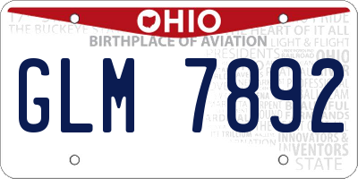 OH license plate GLM7892
