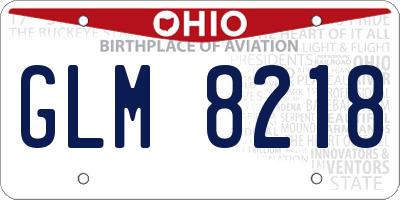 OH license plate GLM8218