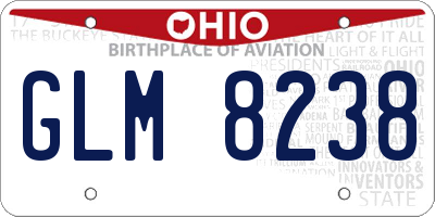 OH license plate GLM8238