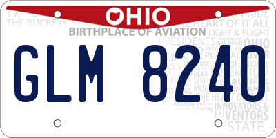 OH license plate GLM8240