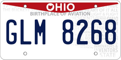OH license plate GLM8268