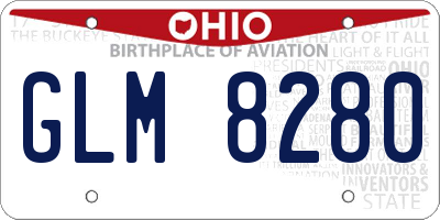 OH license plate GLM8280