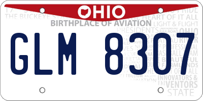 OH license plate GLM8307