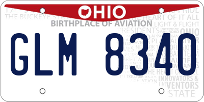 OH license plate GLM8340