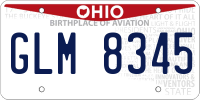 OH license plate GLM8345