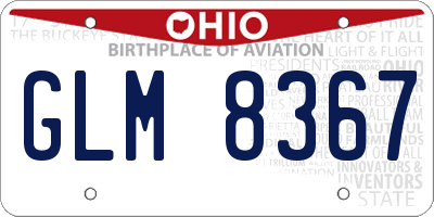 OH license plate GLM8367