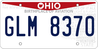 OH license plate GLM8370