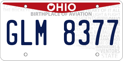 OH license plate GLM8377