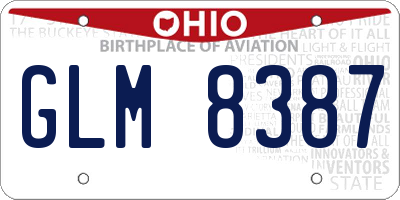 OH license plate GLM8387