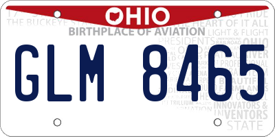 OH license plate GLM8465
