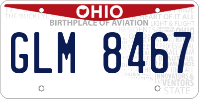 OH license plate GLM8467