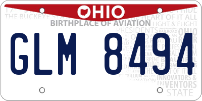 OH license plate GLM8494