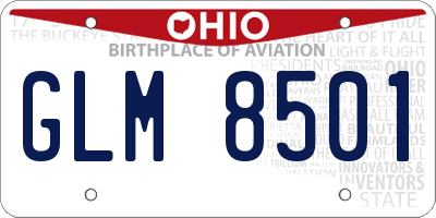 OH license plate GLM8501