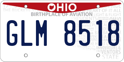 OH license plate GLM8518