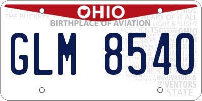 OH license plate GLM8540