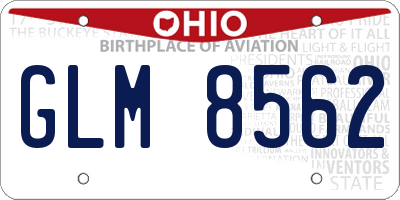 OH license plate GLM8562