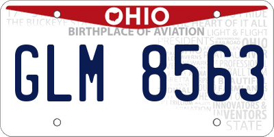 OH license plate GLM8563