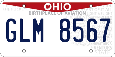 OH license plate GLM8567