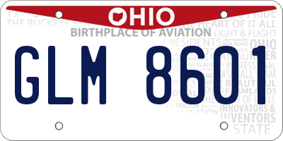 OH license plate GLM8601