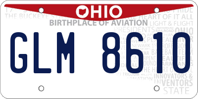 OH license plate GLM8610